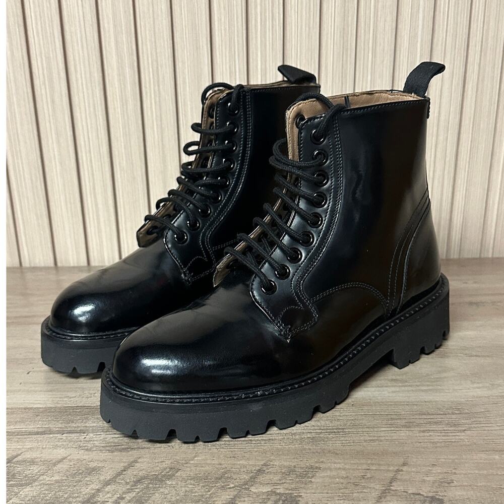 Ted Baker Women’s Masgy Black Leather Lace-Up Combat Boots Size 5